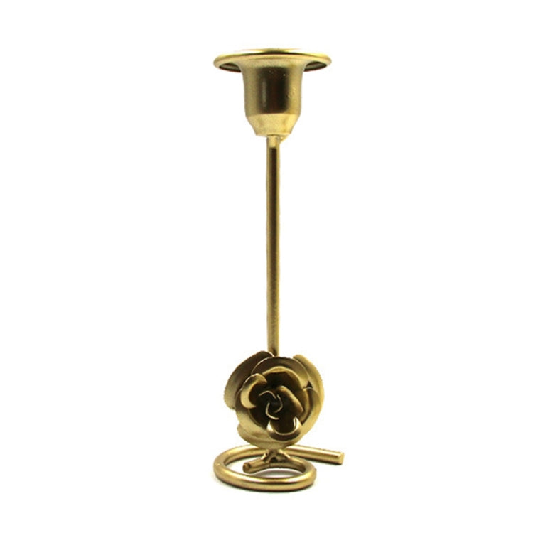 DH2304-01 Rose Carved Metal Candle Holder Bar Decoration Candlelight Dinner Candlesticks, Size: Short Black