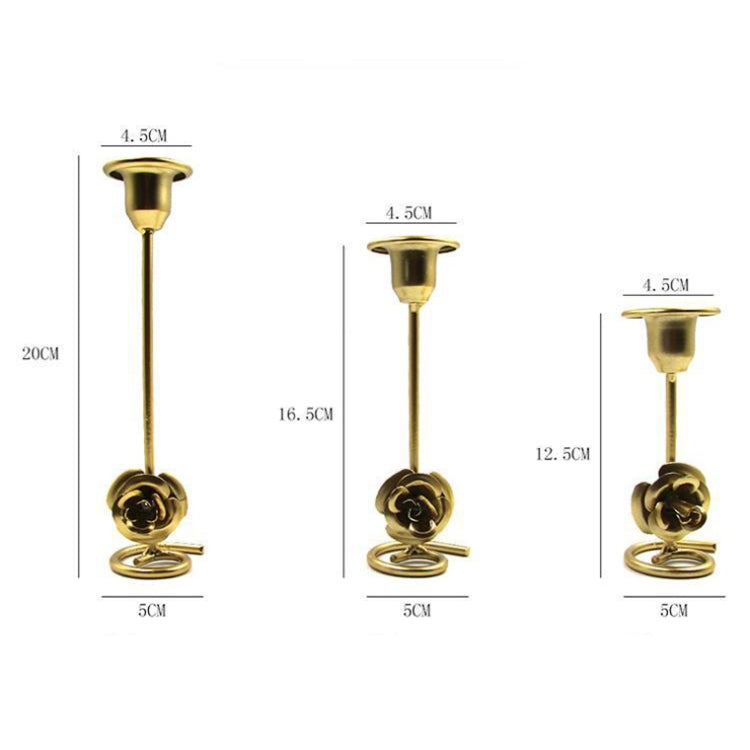 DH2304-01 Rose Carved Metal Candle Holder Bar Decoration Candlelight Dinner Candlesticks, Size: Short Black