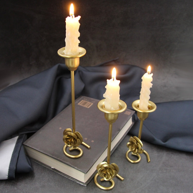 DH2304-01 Rose Carved Metal Candle Holder Bar Decoration Candlelight Dinner Candlesticks, Size: Short Black My Store