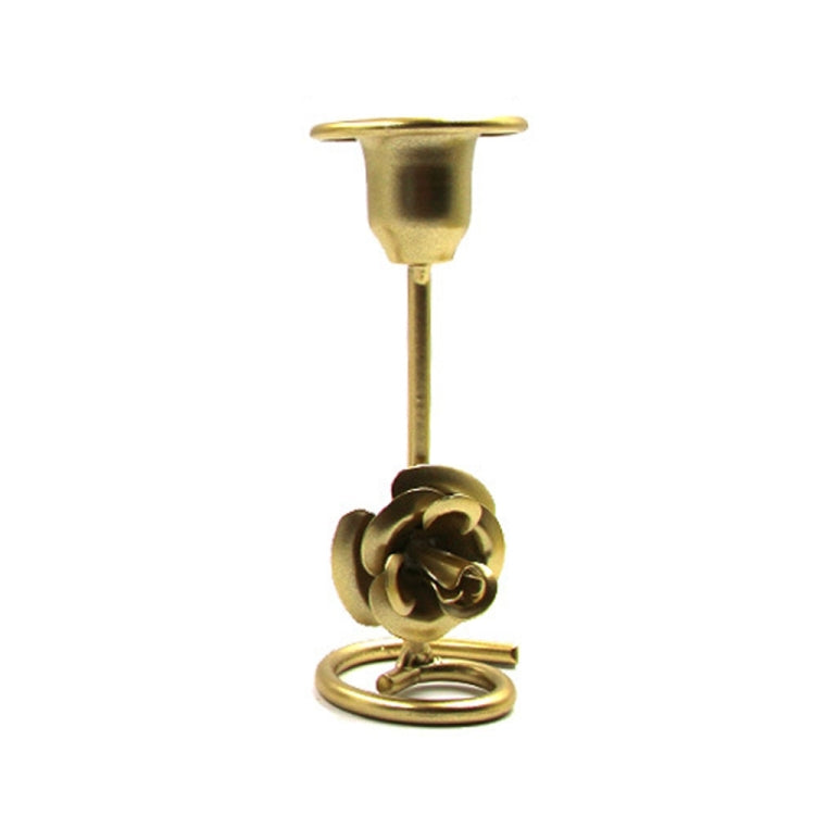 DH2304-01 Rose Carved Metal Candle Holder Bar Decoration Candlelight Dinner Candlesticks, Size: Short Black My Store