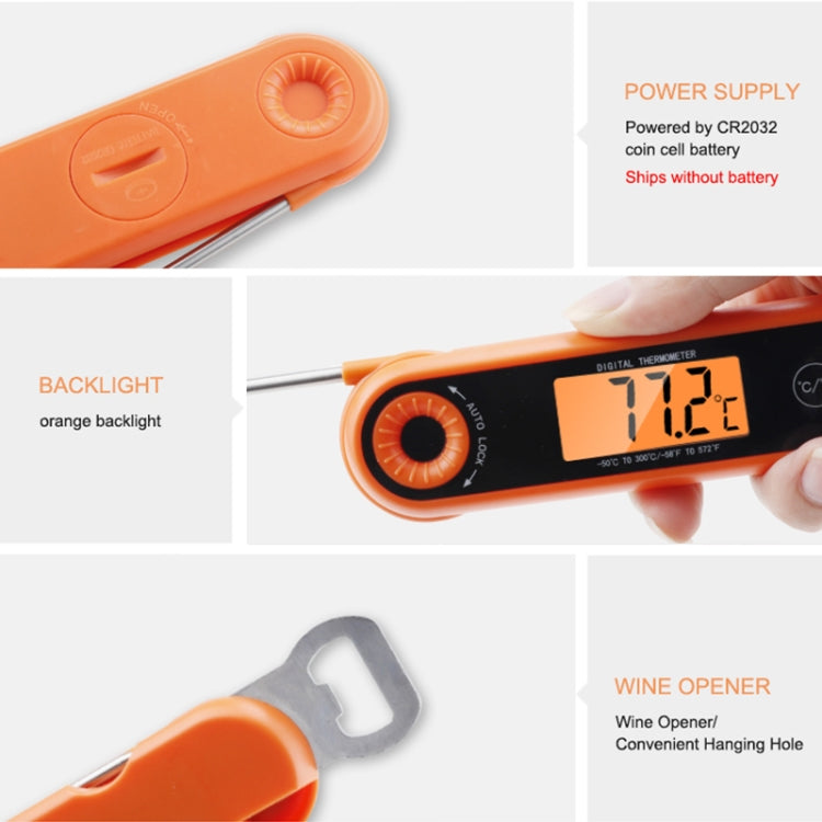 Zusammenklappbares, wasserdichtes Lebensmittelthermometer für Küche, Ofen und Grill