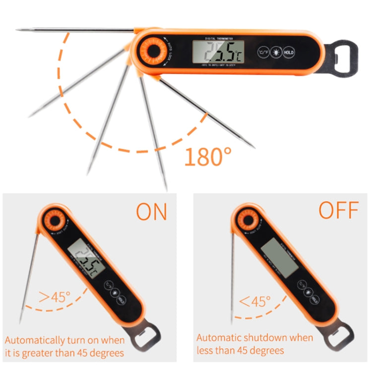 Zusammenklappbares, wasserdichtes Lebensmittelthermometer für Küche, Ofen und Grill