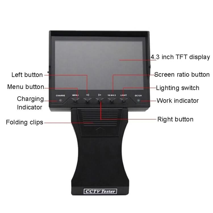 JSK-4300B 4.3 inch Handheld 12V Output Network Cable Monitoring Tester Reluova