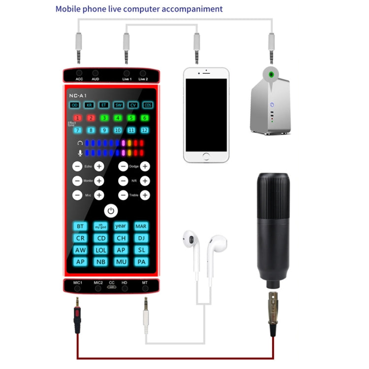 NC-A1 Bluetooth 5.0 Sound Card 12 Kinds Of Sound Effects Support Real-Time Monitoring Reluova