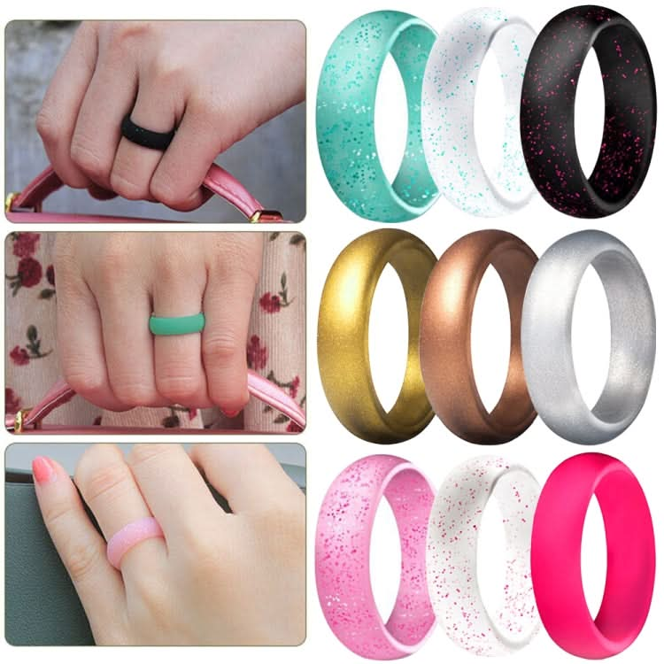 SH100 5.7mm Wide Silicone Ring Glitter Couple Ring, Series 1 Reluova