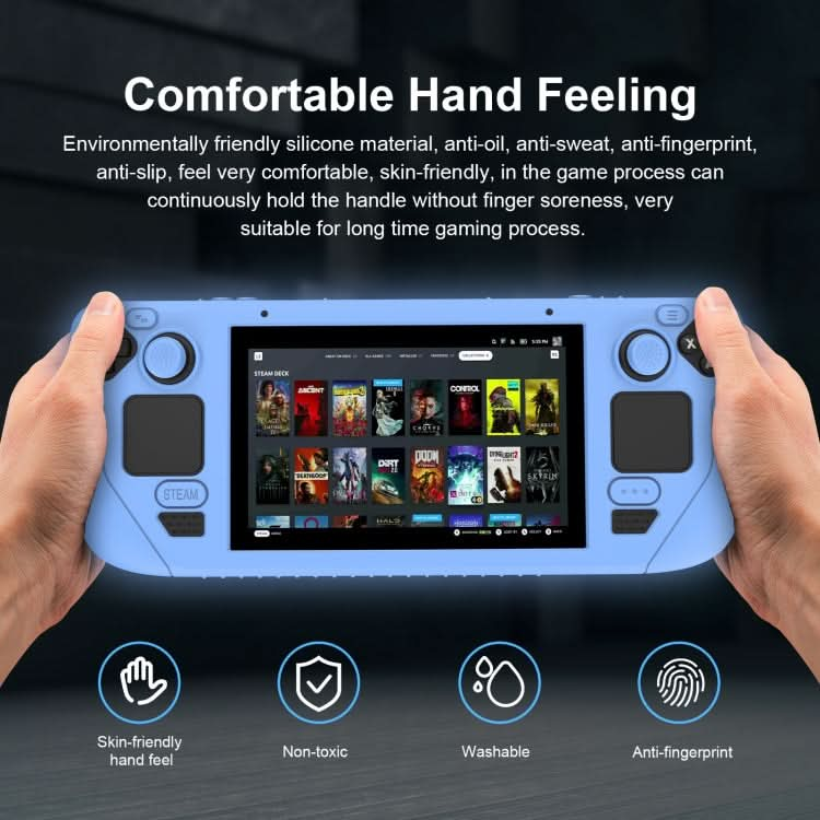 For Steam Deck Game Controller Soft Silicone Protective Cover Case With 4pcs Key Cap Reluova