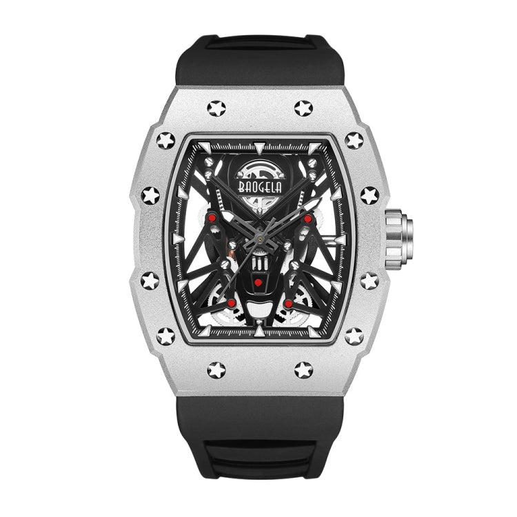 BAOGELA 224145 Barrel Skeleton Waterproof Sports Stainless Steel Silicone Men Watch Reluova