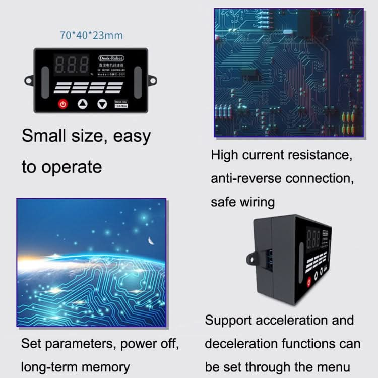 Deek-Robot DMC-331 PWM DC Motor Speed Controller Wide Voltage DC8-55V Speed Regulator Reluova