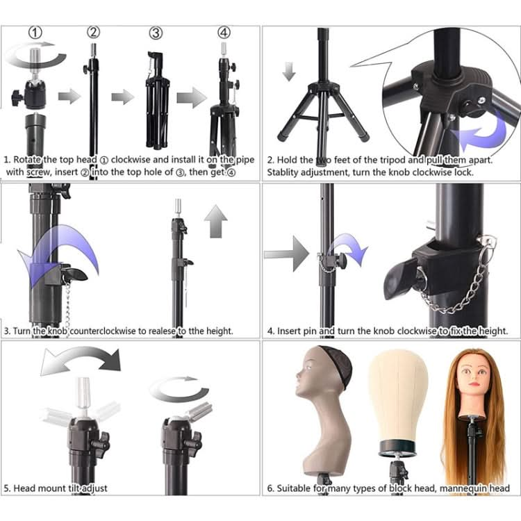 Wig Mannequin Head Holder Hairdressing Practice Tripod Reluova