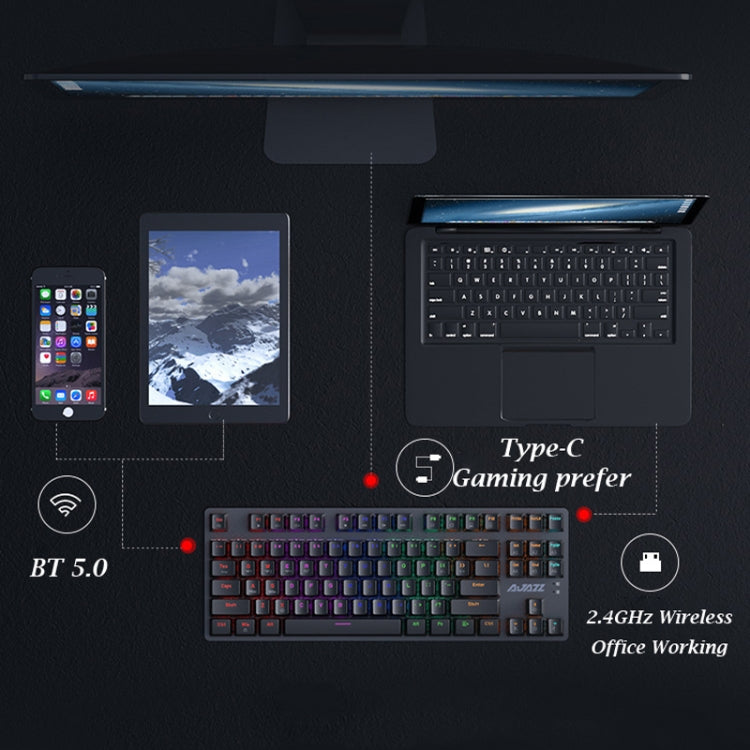 Ajazz AK40pro 87 Keys Bluetooth/Wireless/Wired Three Mode Game Office Mechanical Keyboard