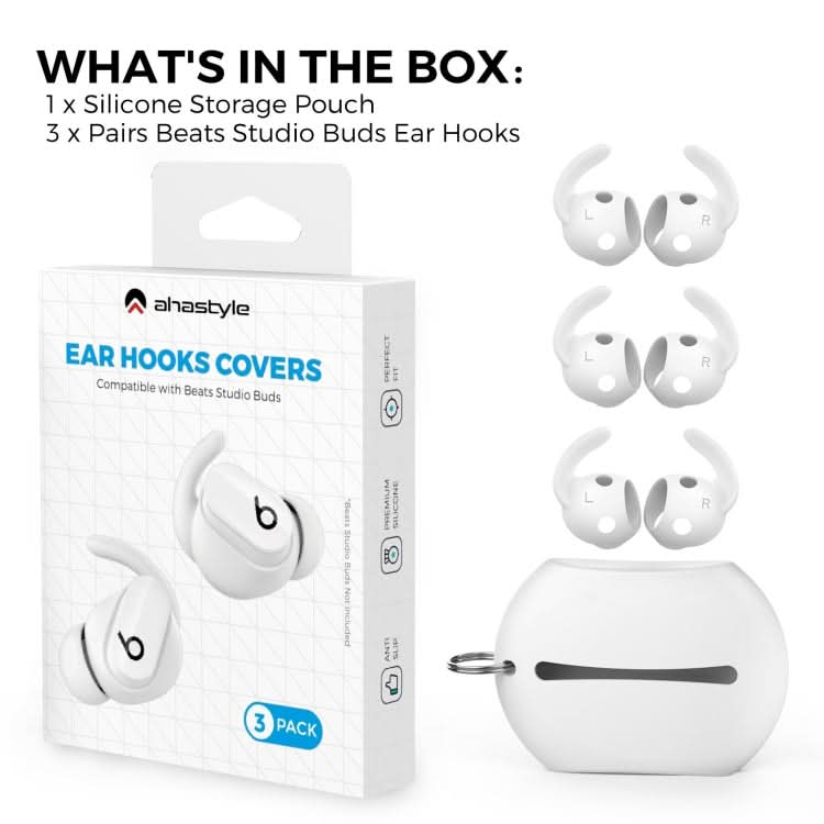 For Beats Studio Buds AhaStyle PT172 Earphone Silicone Ear Caps, Style: