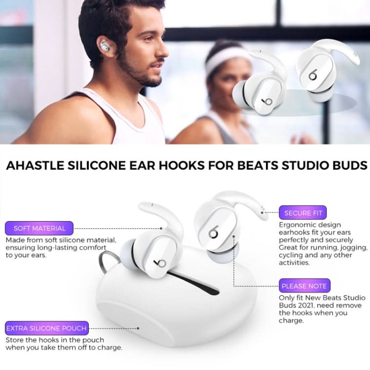 For Beats Studio Buds AhaStyle PT172 Earphone Silicone Ear Caps, Style: