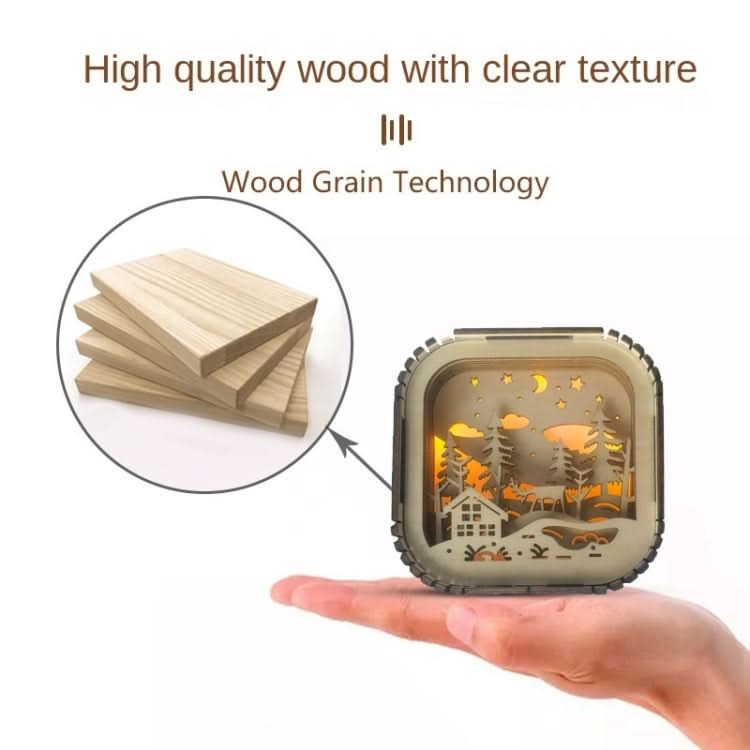 BT813X Solid Wood Ambient Light Wireless Bluetooth Speaker Home Night Light Wood Carving Pattern Audio