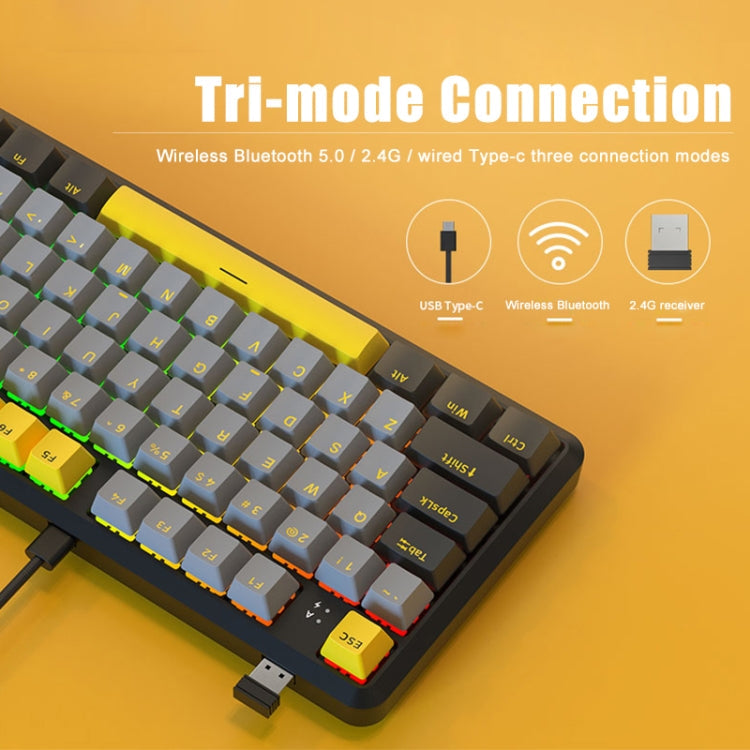 Ajazz K870T Pro 87 Keys Three Mode Wireless/Bluetooth/Wired Pluggable RGB Mechanical Keyboard