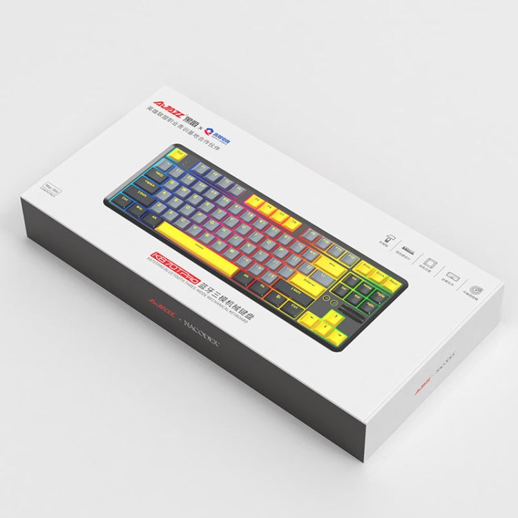 Ajazz K870T Pro 87 Keys Three Mode Wireless/Bluetooth/Wired Pluggable RGB Mechanical Keyboard