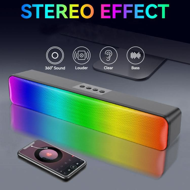 E-3562 Desktop Long Strip Multifunctional RGB Colorful Light Bluetooth Wireless Speaker