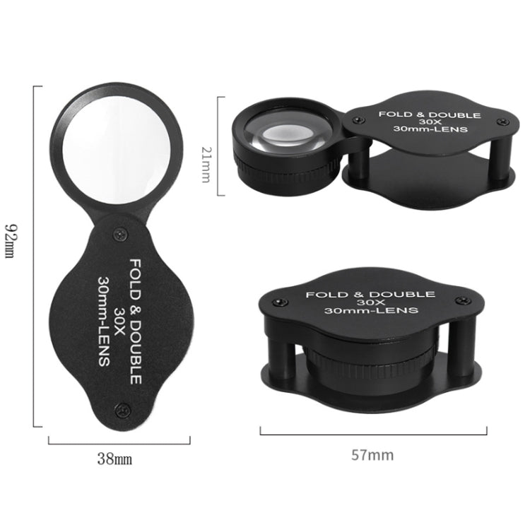 30x 30mm Optical Glass Lens Jewelry Appraisal Folding Magnifier-Reluova