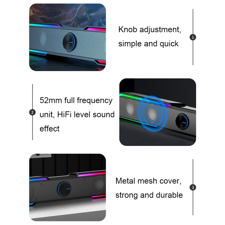 HP DHE6002S RGB Lights HiFi Sound Effect Computer Audio Desktop Long Strip Speakers My Store