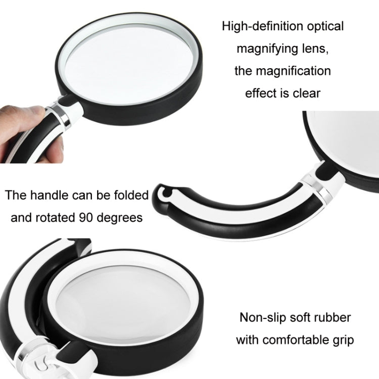 Rubber Handle Folding Rotating Hand Magnifying Glass Reluova