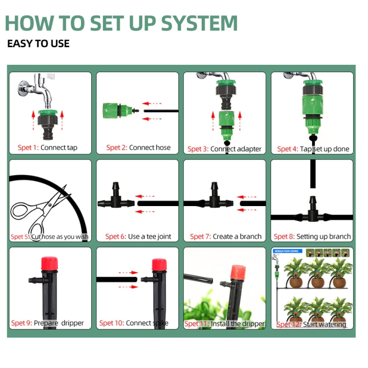 Hose Drip Irrigation System Plant Watering Set 360 Degree Adjustable Drippers