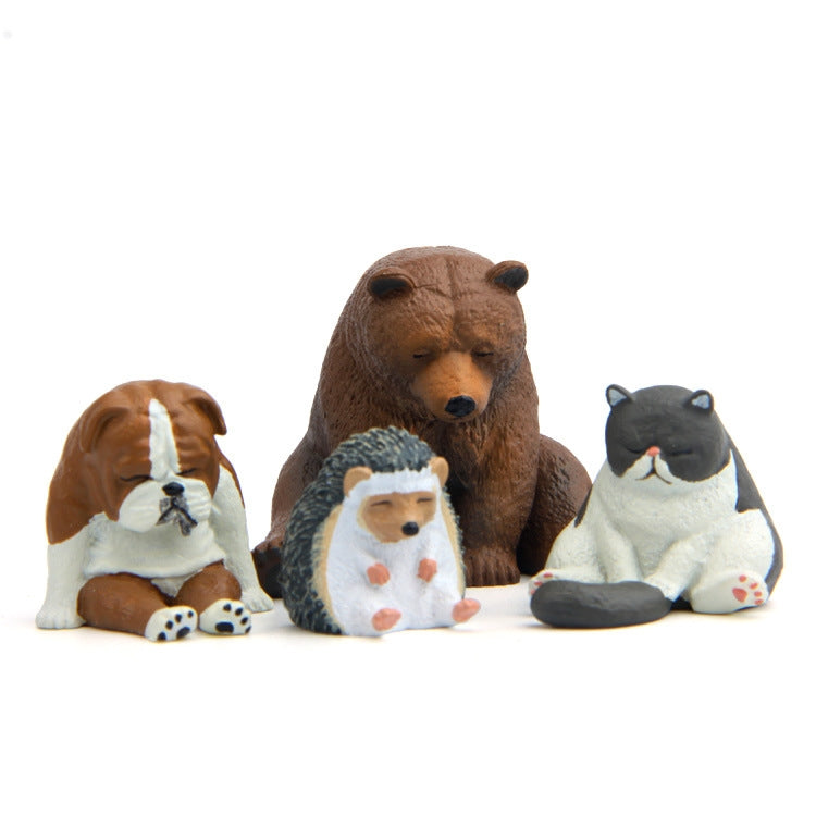 Warm Series Sitting Sleepy Zoo Figure Fridge Magnets