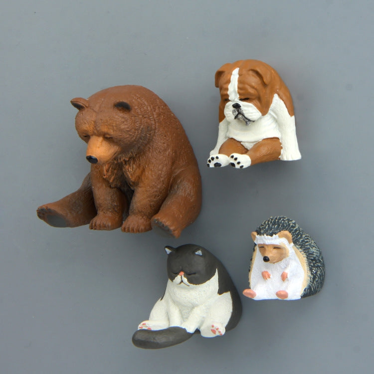 Warm Series Sitting Sleepy Zoo Figure Fridge Magnets