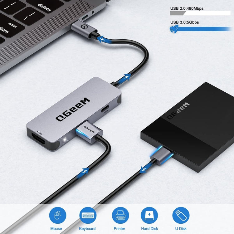 QGeeM UH03-1 USB3.0 Multifunctional Docking Station Type-C PD100W HUB My Store