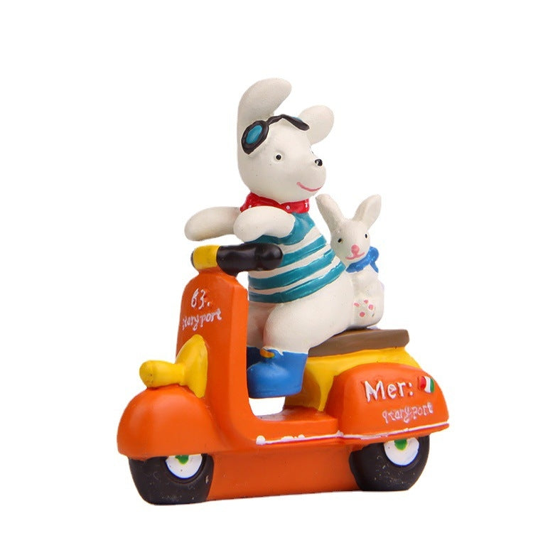 Cartoon Resin 3D Puppy Rabbit Motorcycle Micro-landscape Landscaping Props Ornaments My Store