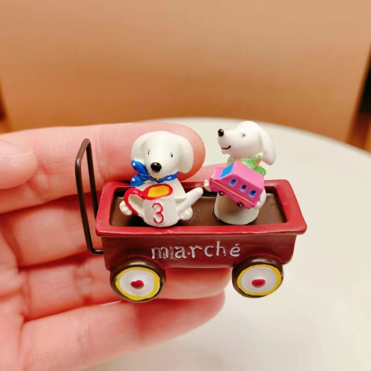 Cartoon Resin Puppies Sitting Cart Micro-landscape Landscaping Props Desktop Decoration