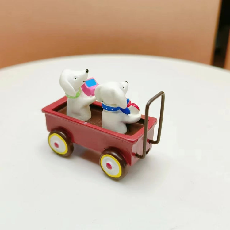 Cartoon Resin Puppies Sitting Cart Micro-landscape Landscaping Props Desktop Decoration