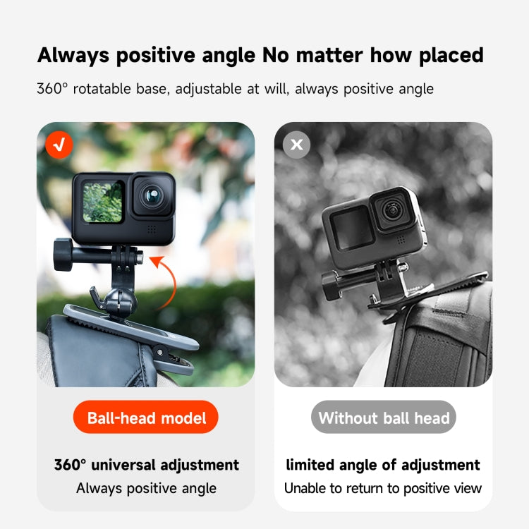 TELESIN 360 Degree Rotation Magnetic Backpack Clip Clamp Mount For Action Camera