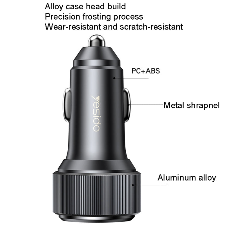 Yesido Y50 Car USB3.0 Fast Charger 30W Aluminum Alloy PD Fast Charging
