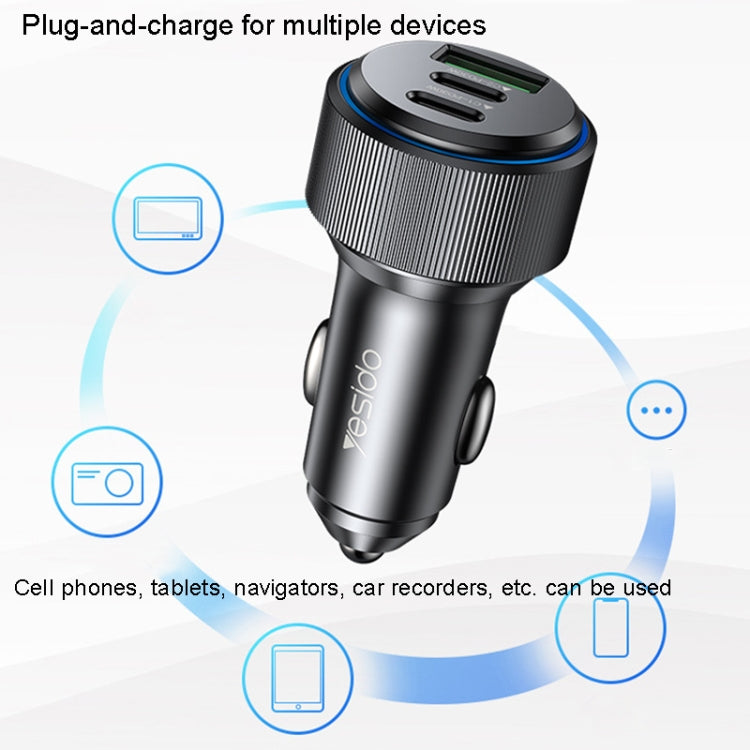 Yesido Y50 Car USB3.0 Fast Charger 30W Aluminum Alloy PD Fast Charging ÎҵÄÉ̵ê