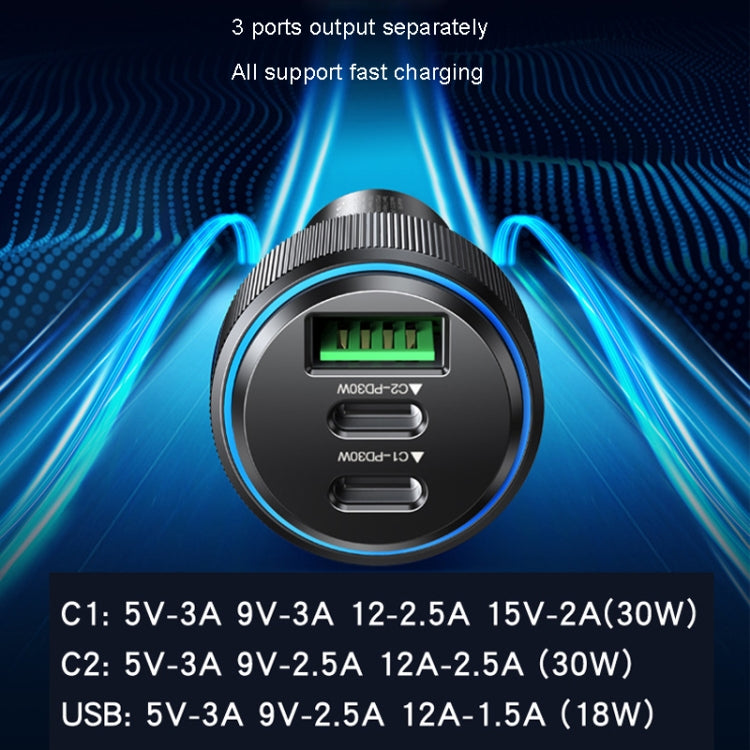 Yesido Y50 Car USB3.0 Fast Charger 30W Aluminum Alloy PD Fast Charging