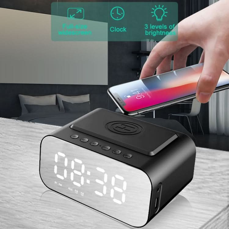 BT510 15W LED Clock Wireless Charging Bluetooth Speaker Multifunctional Smart Mirror Alarm Clock Audio