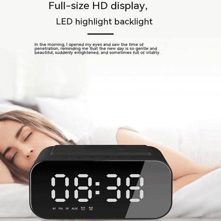 BT510 15W LED Clock Wireless Charging Bluetooth Speaker Multifunctional Smart Mirror Alarm Clock Audio