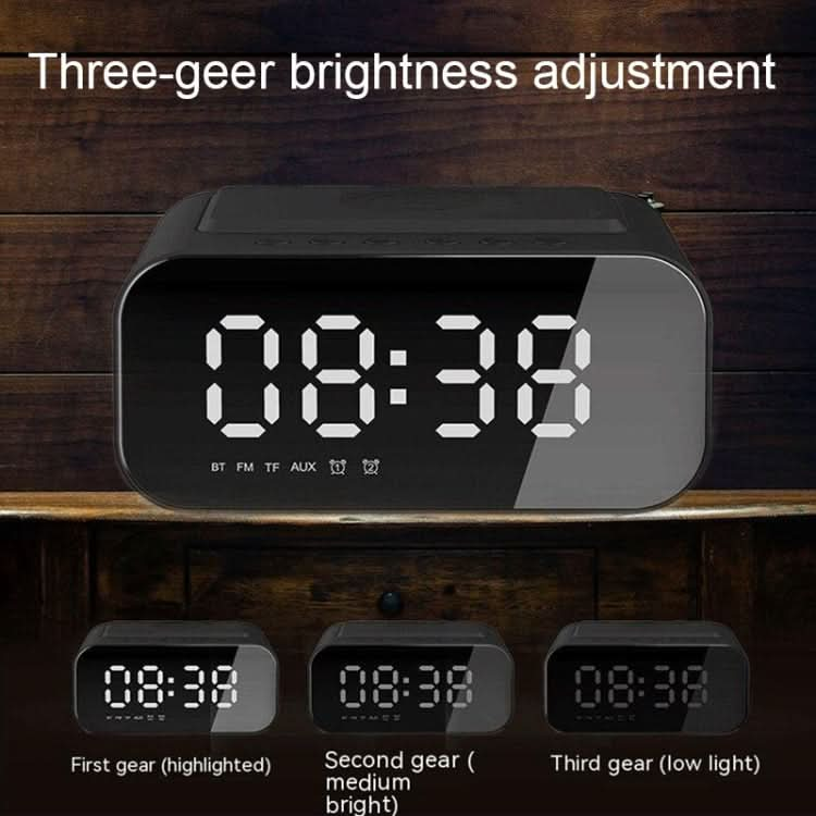 BT510 15W LED Clock Wireless Charging Bluetooth Speaker Multifunctional Smart Mirror Alarm Clock Audio