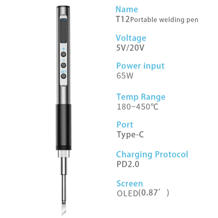 PTS100 Intelligent Portable Digital Display Small Constant Temperature Repair Soldering Iron PD65W Powered Mini Soldering Station