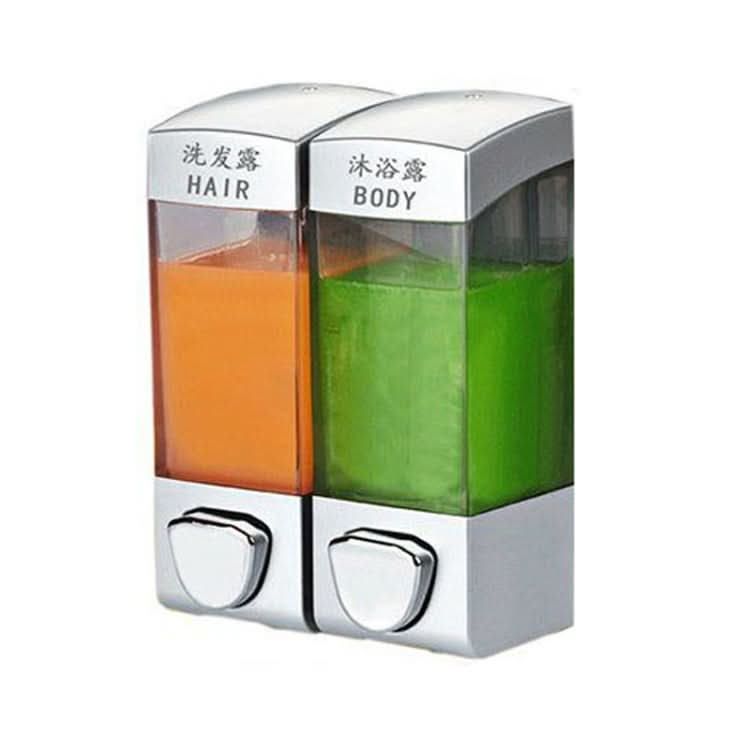 Double Head Wall Mounted Manual Press Soap Dispenser Shampoo Bottle Hand Wash Body Wash Dispenser, Color: