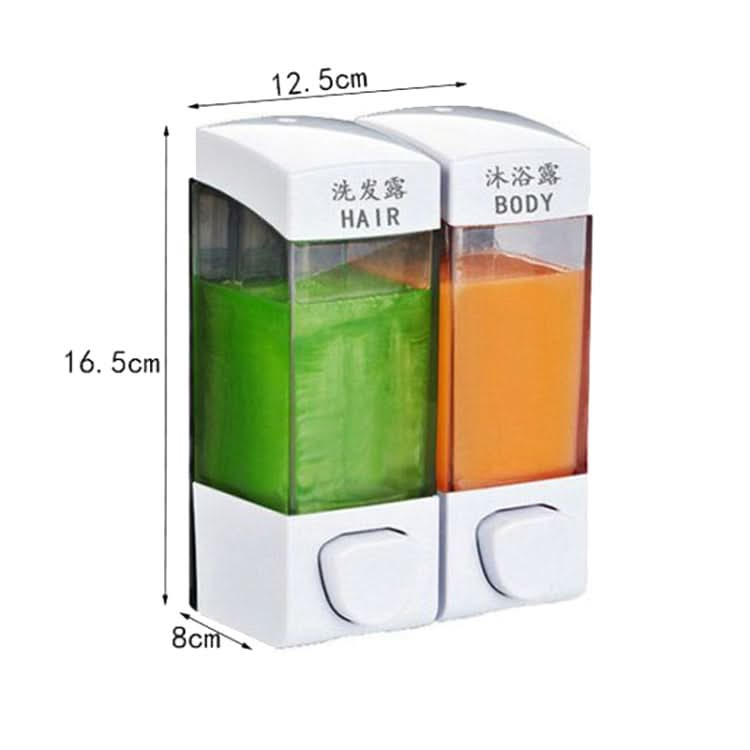 Double Head Wall Mounted Manual Press Soap Dispenser Shampoo Bottle Hand Wash Body Wash Dispenser, Color: