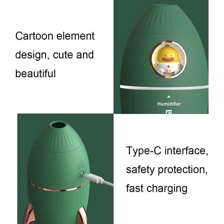 ICARER FAMILY V9 Small USB Plug-in Rocket Shape Jellyfish Fog Circle Night Light Humidifier Reluova