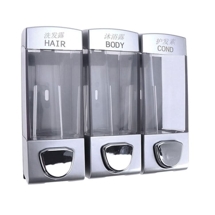 Three Head Wall Mounted Manual Press Soap Dispenser Shampoo Bottle Hand Wash Body Wash Dispenser, Color: Reluova