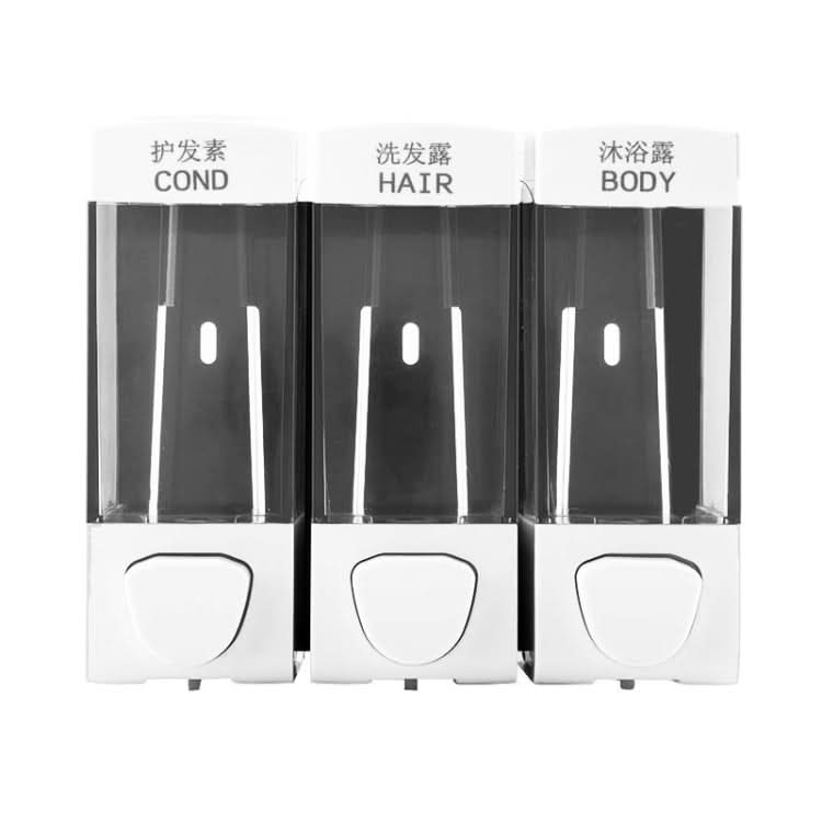 Three Head Wall Mounted Manual Press Soap Dispenser Shampoo Bottle Hand Wash Body Wash Dispenser, Color: