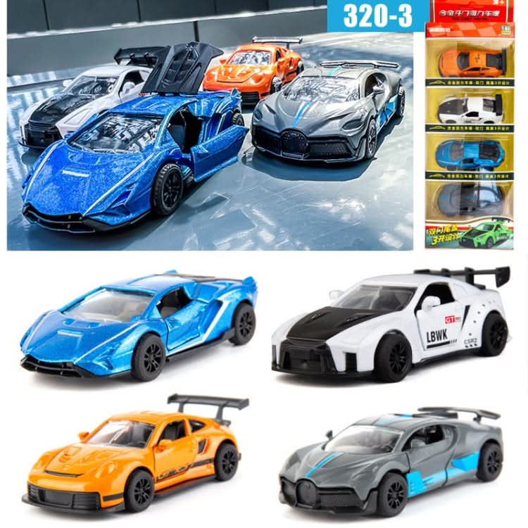 4pcs/set 1:60 Alloy Car Toy 3 Open Doors Back Force Sports Car Model Reluova