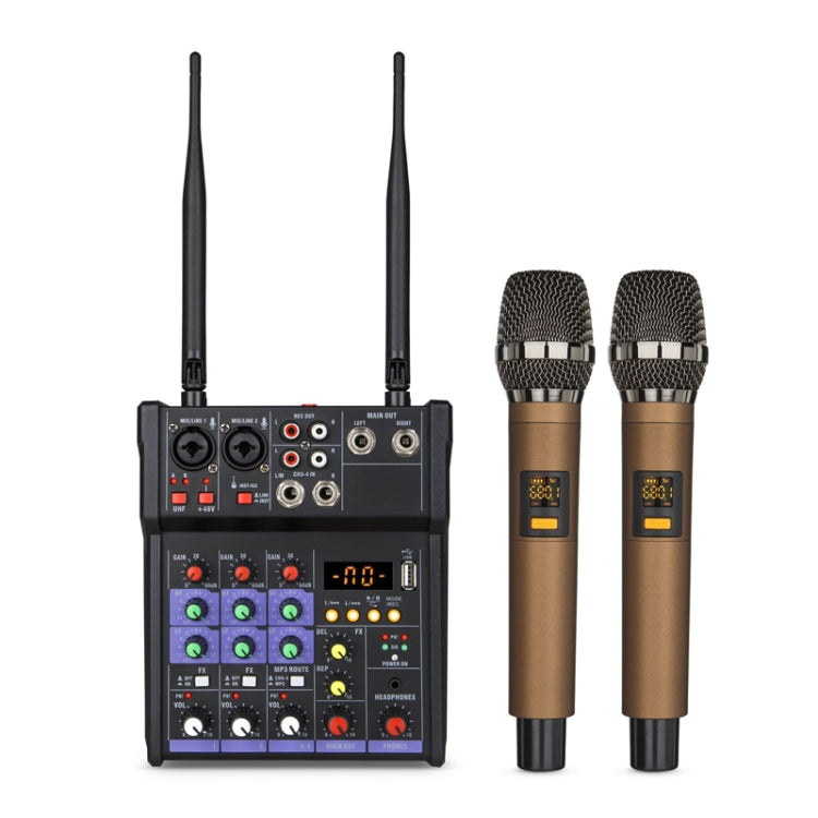 G4-M1 4-way Mixer with Wireless Microphone Effect Device Small K Song Recording Bluetooth Mixer