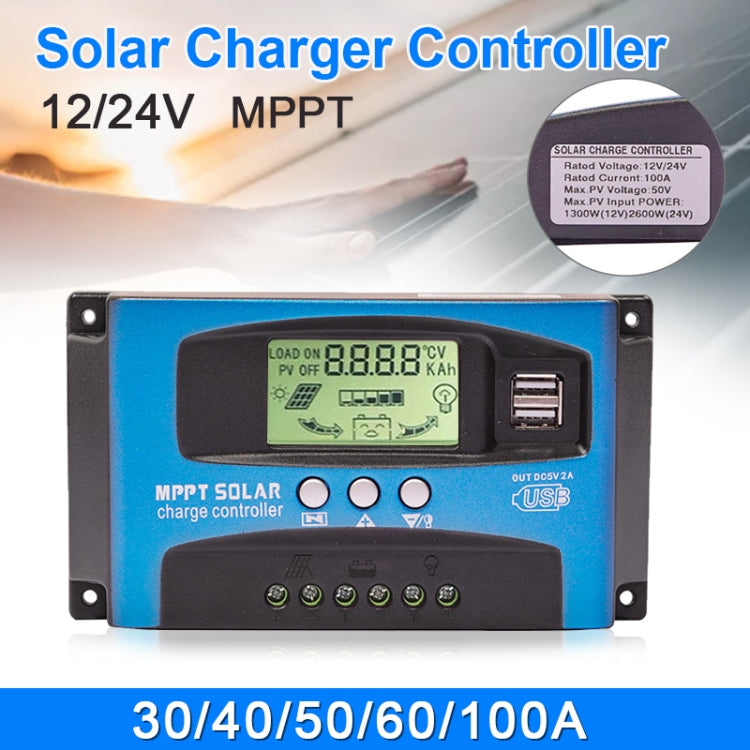 YCX-003 30-100A Solar Charging Controller with LED Screen & Dual USB Port Smart MPPT Charger Reluova