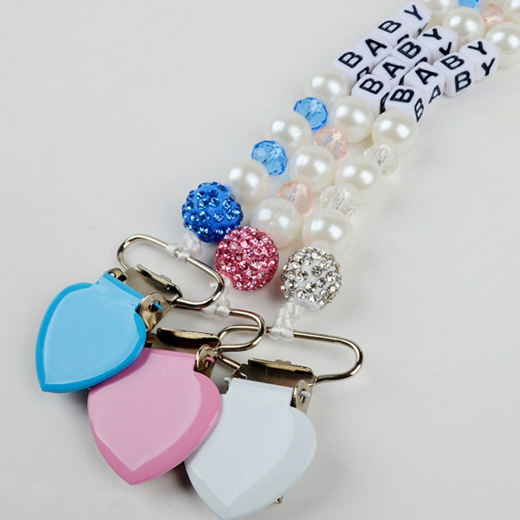 Infant Baby Pacifier Clip Chain Clay Crystal Anti-drop Heart Nipple Clip My Store