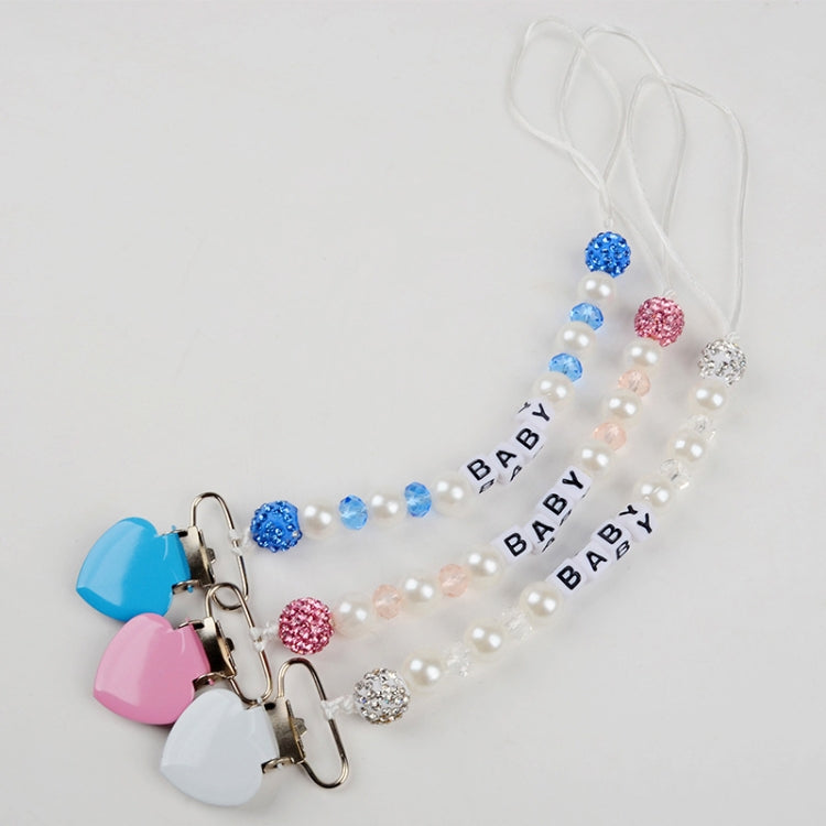 Infant Baby Pacifier Clip Chain Clay Crystal Anti-drop Heart Nipple Clip My Store