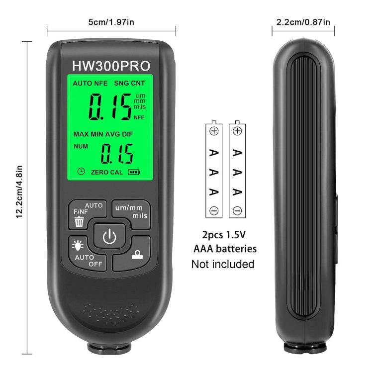 HW-300PRO High Precision Coating Paint Powder Layer Thickness Gauge Anti-slip Paint Film Gauge Reluova