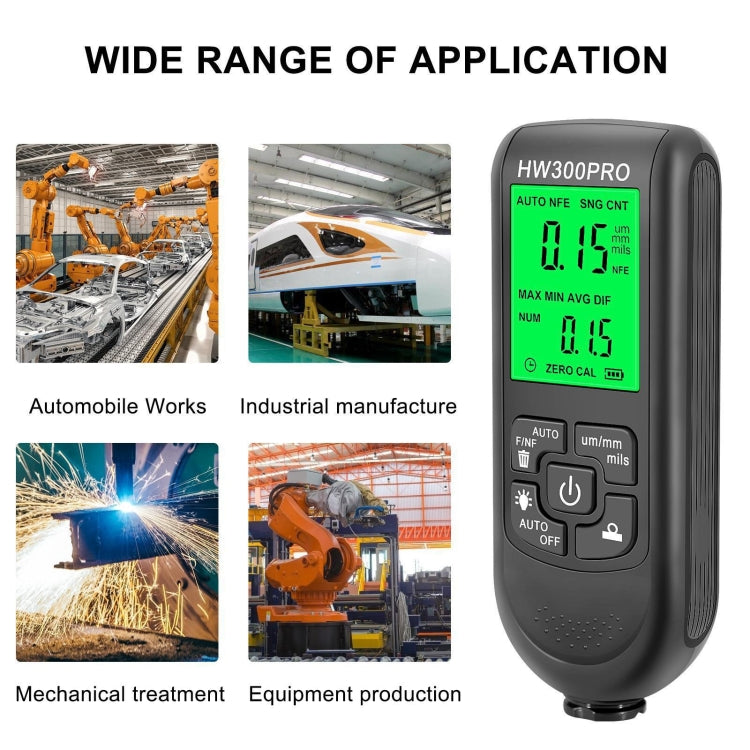 HW-300PRO High Precision Coating Paint Powder Layer Thickness Gauge Anti-slip Paint Film Gauge